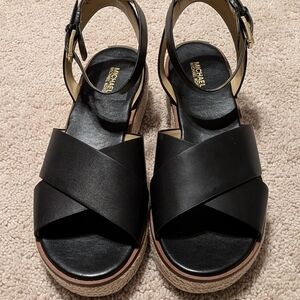 Michael Kors Black Leather Women's Sandals. 10M Used In Excellent Condition.